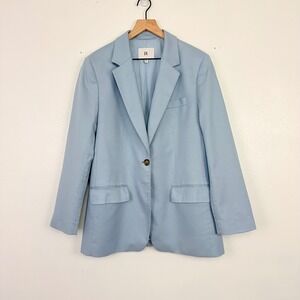 Banana Republic Blazer Women 10 Light Blue Olimpias Italian Fabric Office Career